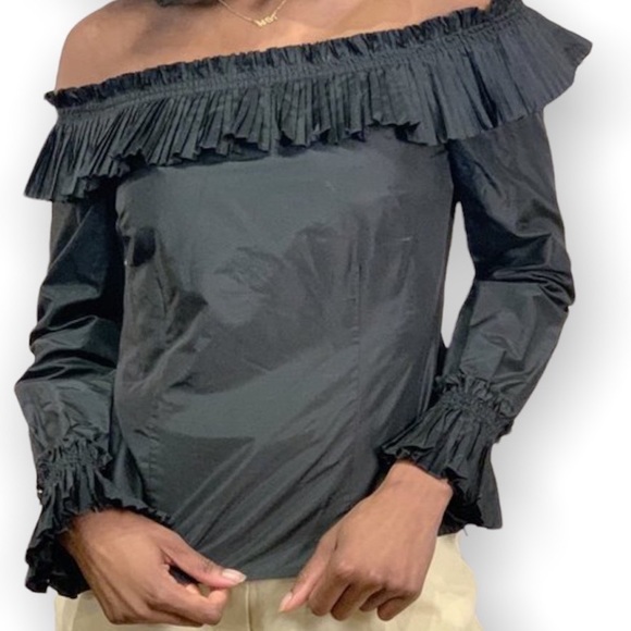 Oscar de La Renta Pleated Silk Top - Picture 6 of 8